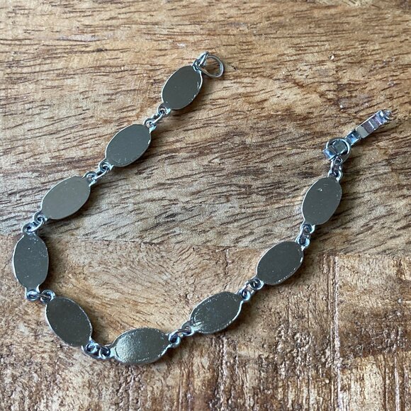 Oval Abalone Shell Silvertone Bracelet - Picture 5 of 10